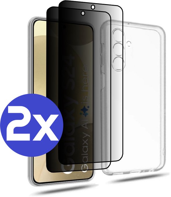 ArmorDrop transparant hoesje met 2x privacy screenprotector voor Samsung S24