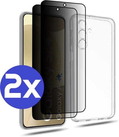 ArmorDrop transparant hoesje met 2x privacy screenprotector voor Samsung S24