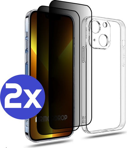 ArmorDrop transparant telefoonhoesje met 2x privacy screenprotector voor iPhone 13 Mini