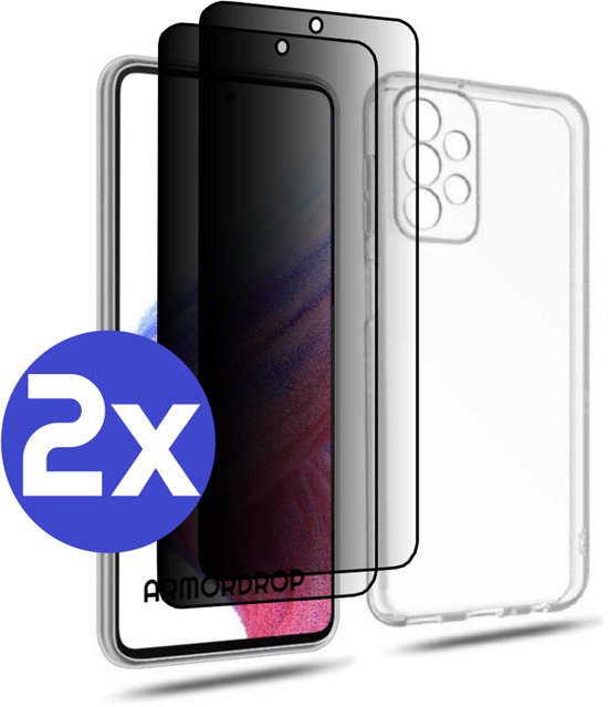 ArmorDrop transparant hoesje met 2x privacy screenprotector voor Samsung A53
