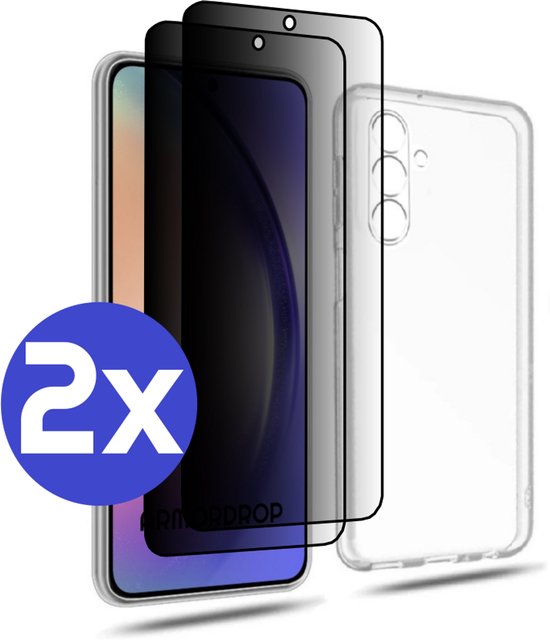 ArmorDrop transparant hoesje met 2x privacy screenprotector voor Samsung A54