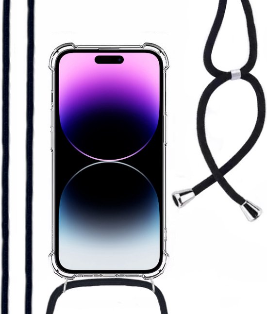 Lennexo schokbestendig telefoonhoesje met koord voor iPhone 14 Pro