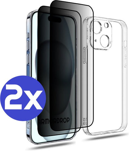 ArmorDrop transparant hoesje met privacy screenprotector iPhone 15 Plus