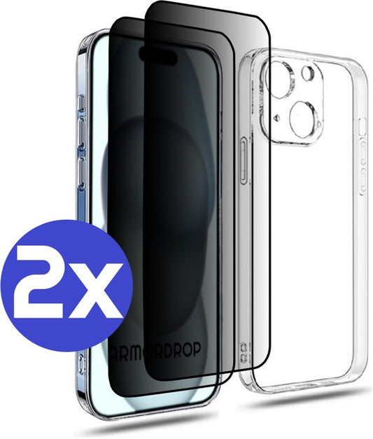 ArmorDrop transparant hoesje met privacy screenprotector iPhone 15 Plus