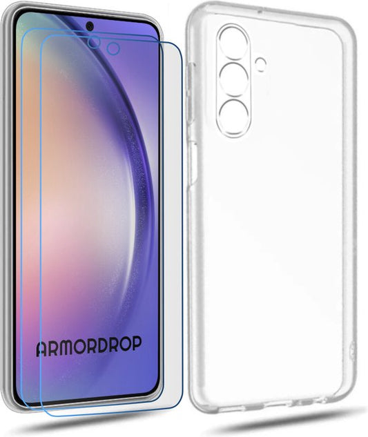ArmorDrop transparant telefoonhoesje met 2 screenprotectors voor Samsung A54