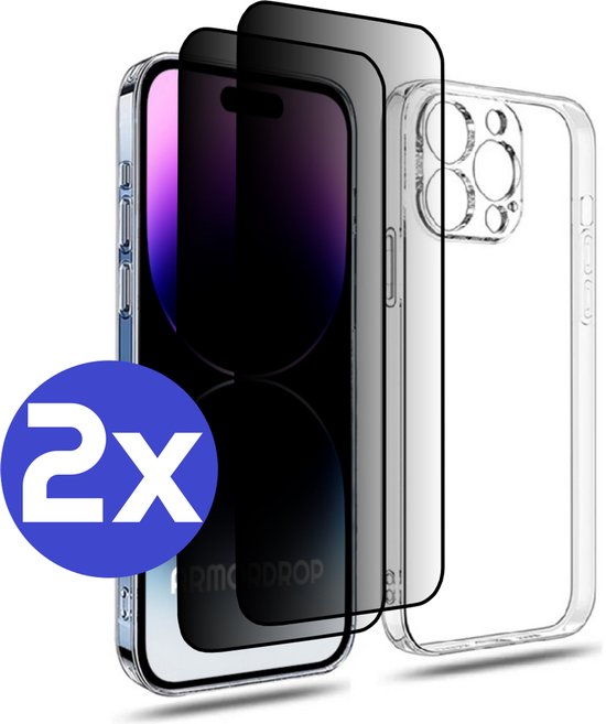 ArmorDrop transparant hoesje met privacy screenprotector voor iPhone 14 Pro