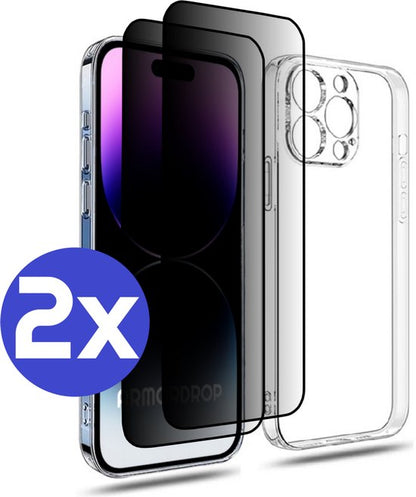 ArmorDrop transparant hoesje met privacy screenprotector voor iPhone 14 Pro