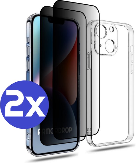 ArmorDrop transparant hoesje met 2x privacy screenprotector