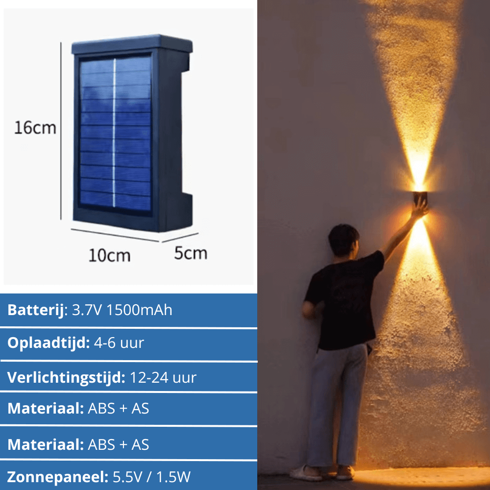 Veluxo up-down solar wandlamp