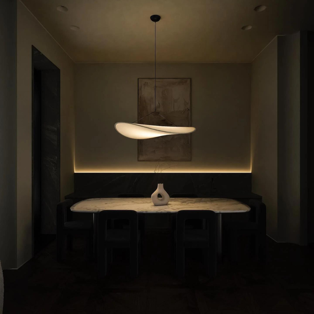 Japandi stoffen hanglamp sfeerverlichting