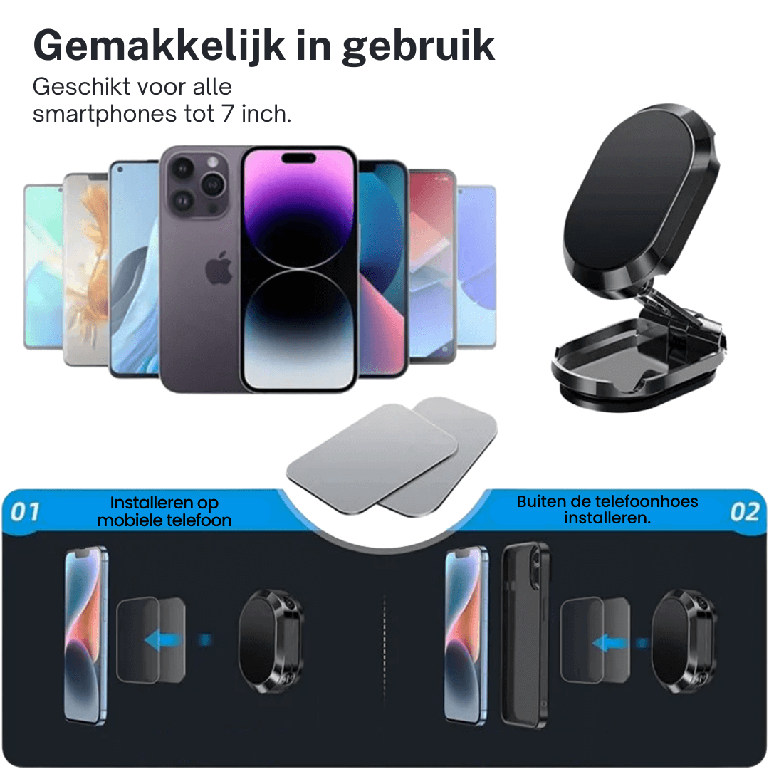Snapfold magnetische inklapbare autotelefoonhouder