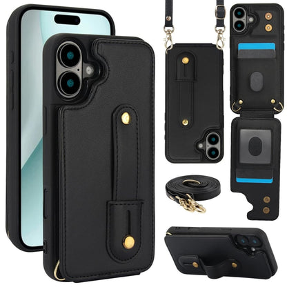 iPhone 16 hoesje met pasjeshouder en draagkoord
