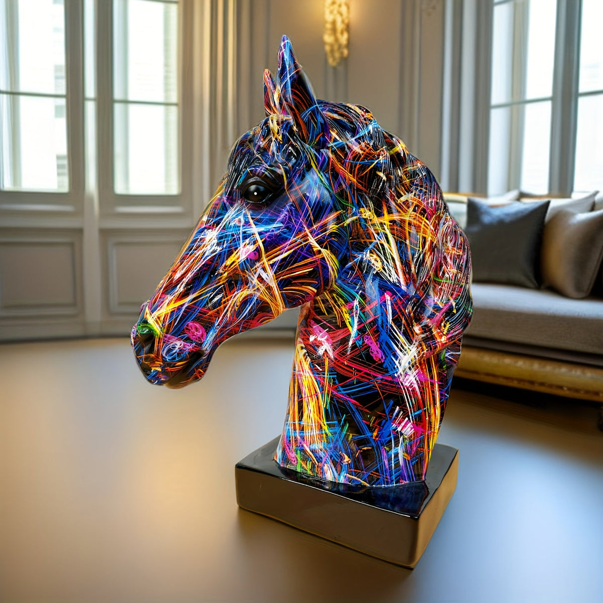 ColorBurst abstracte paardenkop sculptuur
