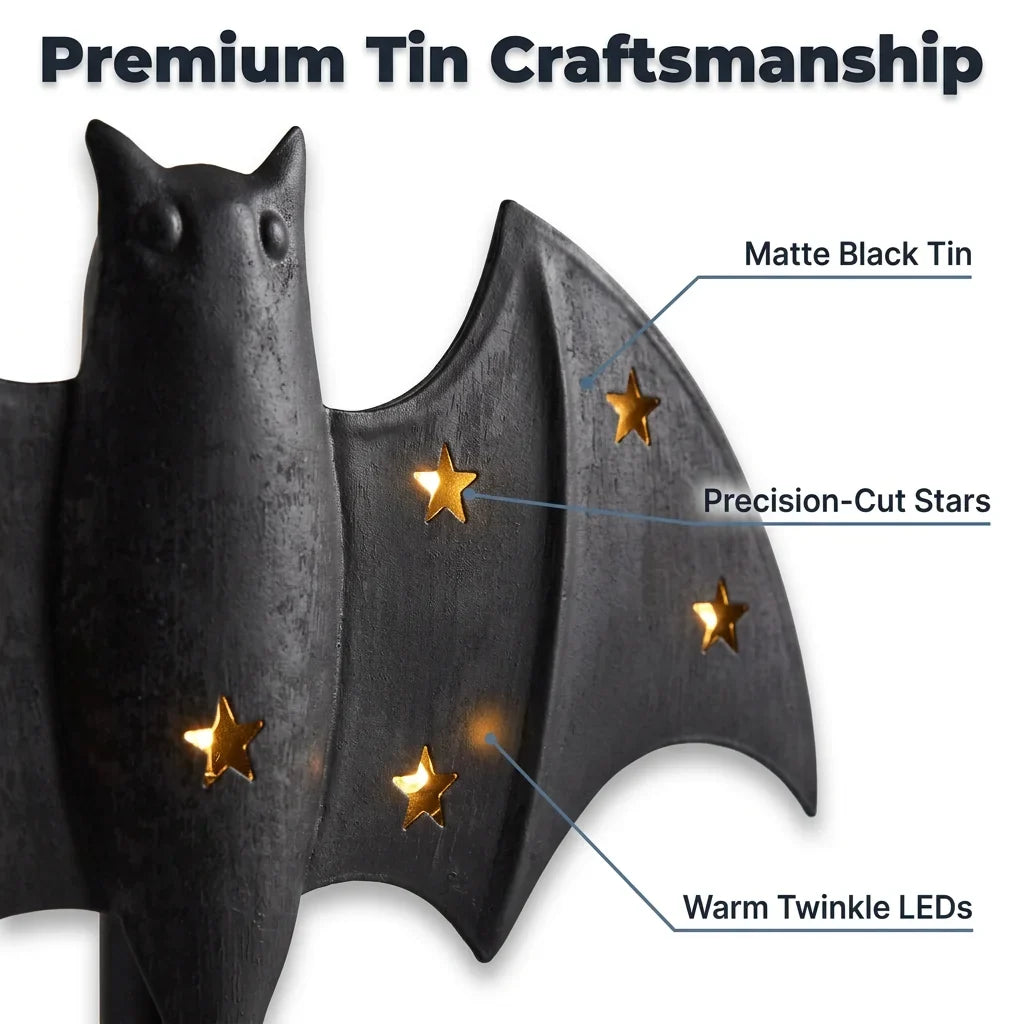 BatGlow handgeschilderde gotische tinnen kandelaar