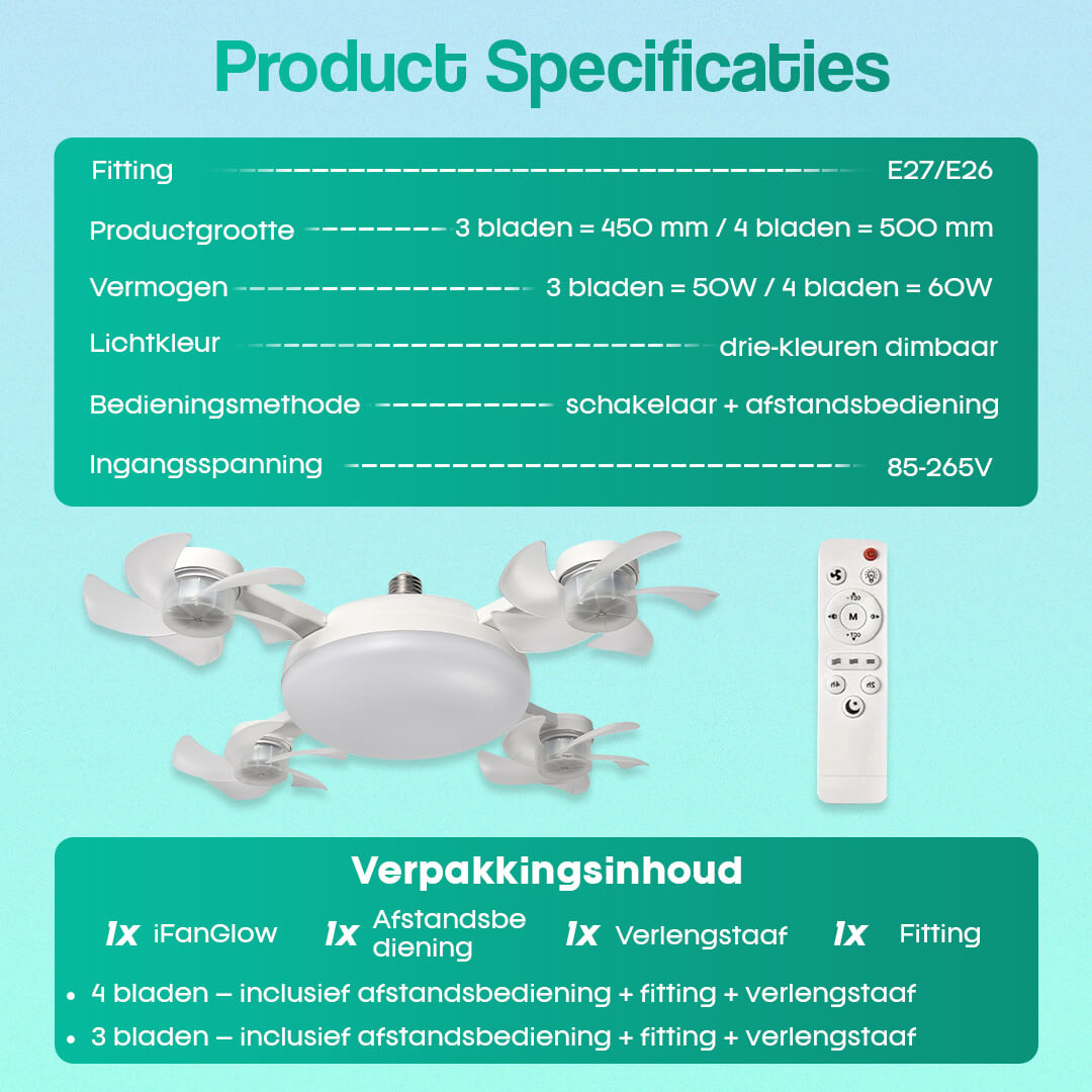 iFanGlow plafondventilatorlamp