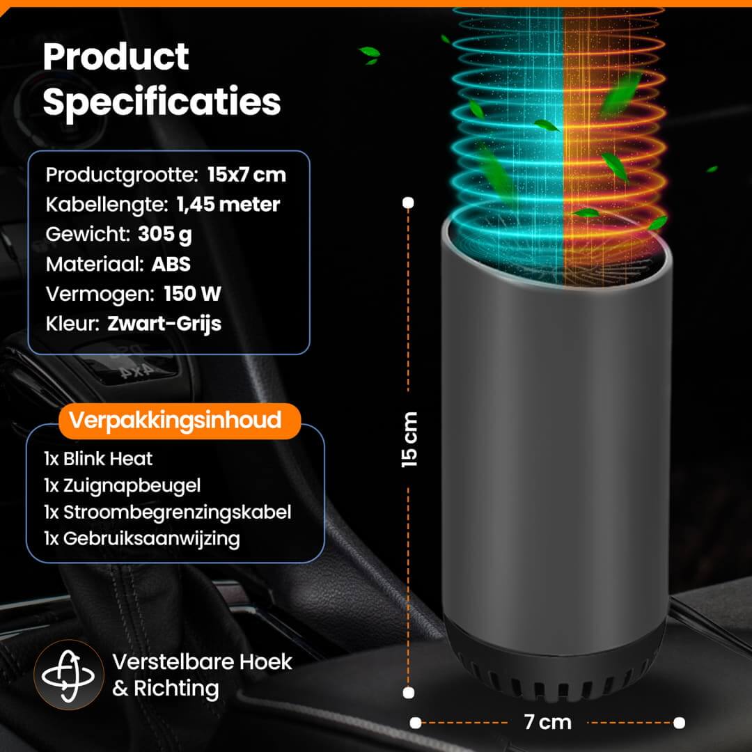 Blink Heat snelverwarmende auto ventilator