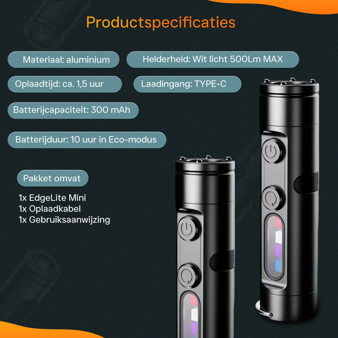 EdgeLite Mini oplaadbare sleutelhanger zaklamp