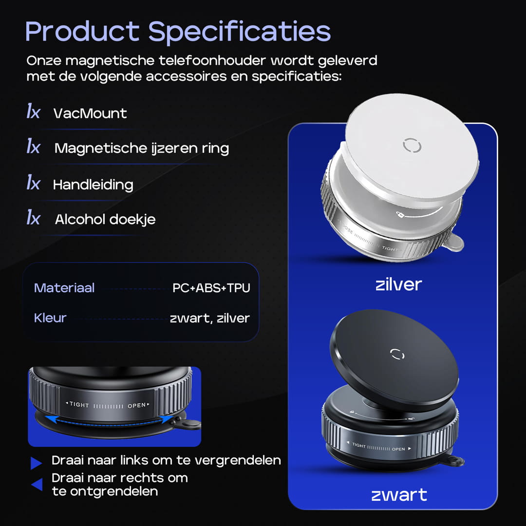 VacMount 360° vacuüm zuignap telefoonhouder