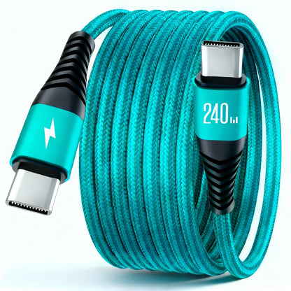 Gevlochten USB-C naar USB-C oplaadkabel 240W