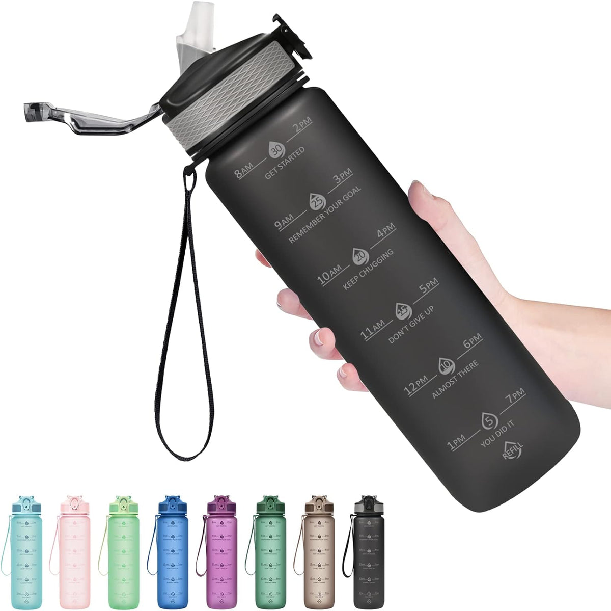 Motivatie 900ml waterfles met rietje