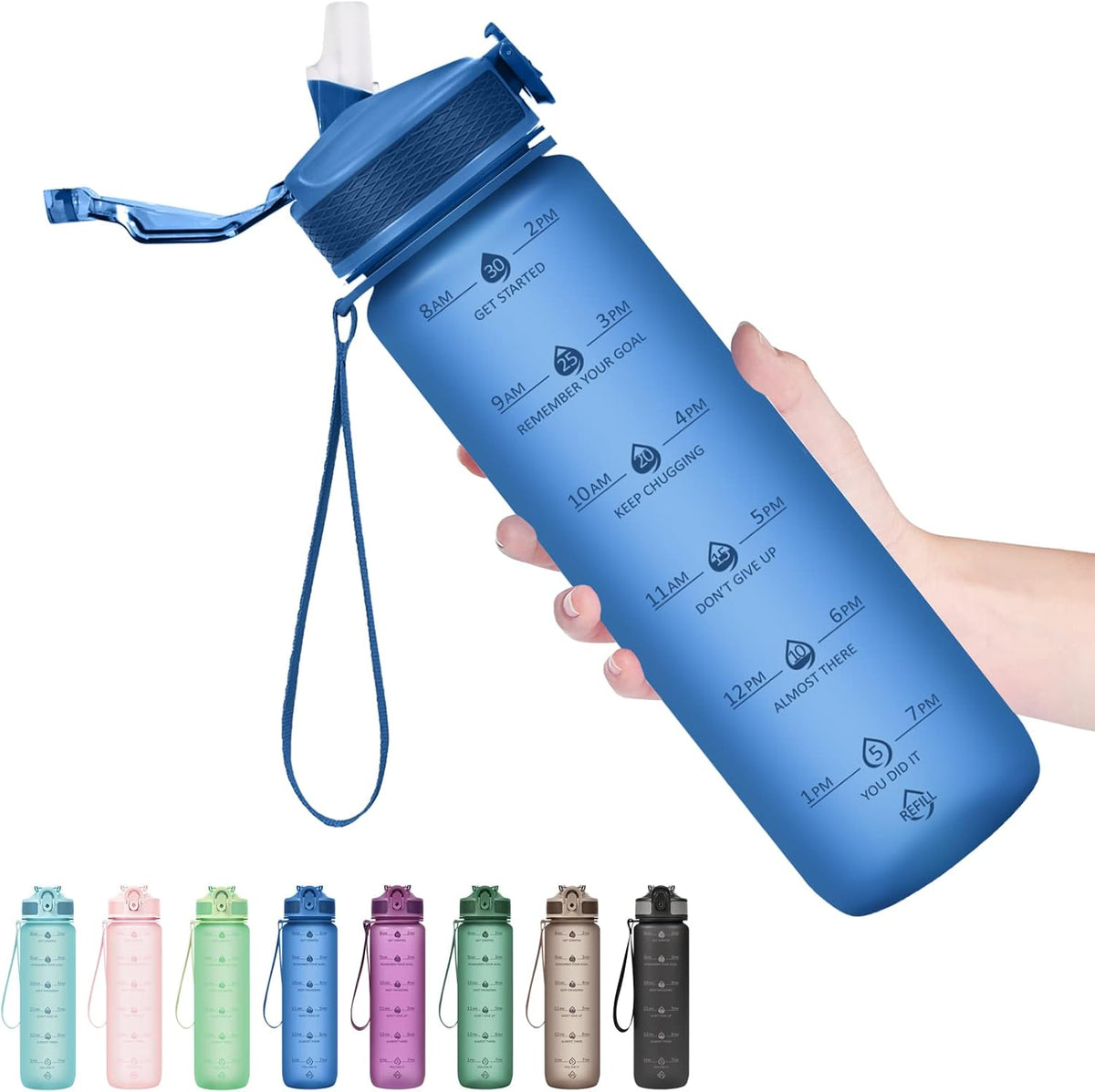 Motivatie 900ml waterfles met rietje