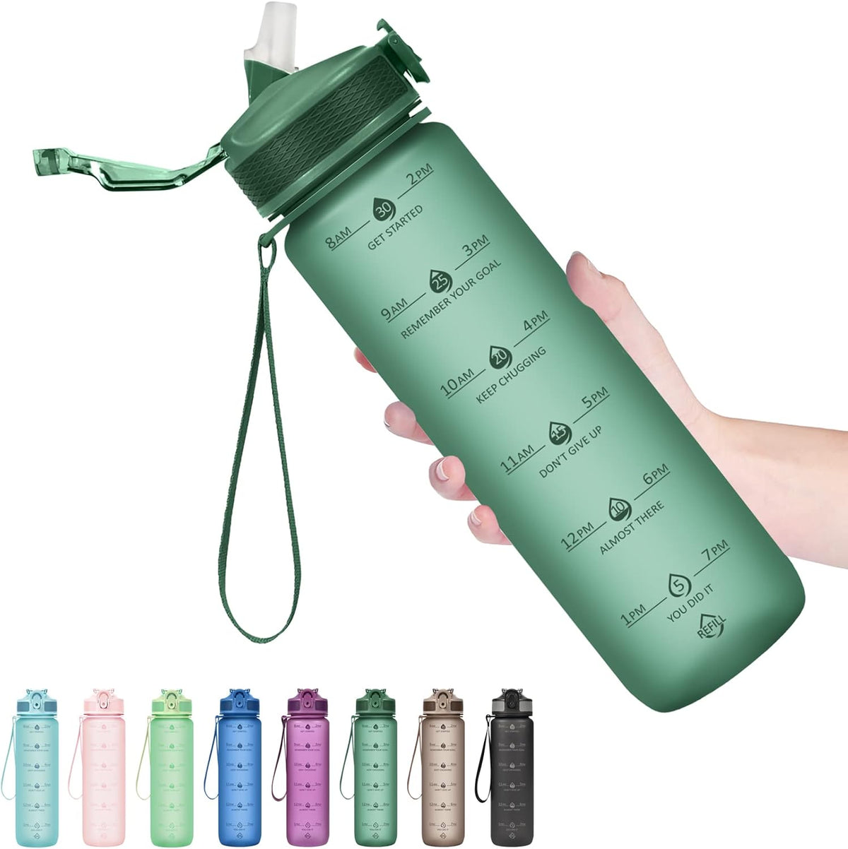 Motivatie 900ml waterfles met rietje