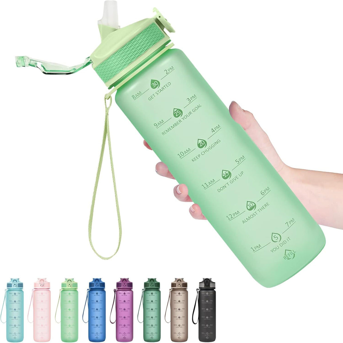 Motivatie 900ml waterfles met rietje