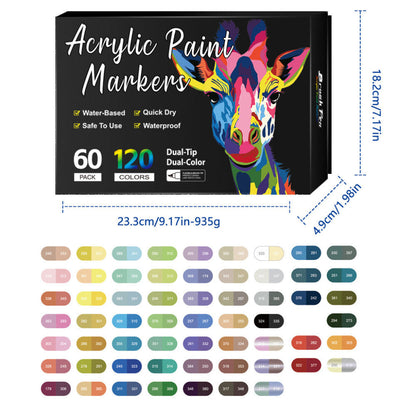 Dubbelzijdige Acrylmarker Tweekleurige Tekenstift
