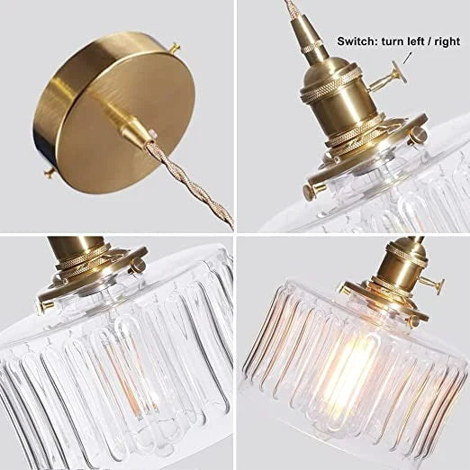 Vintage Cilindervormige Glazen Hanglamp