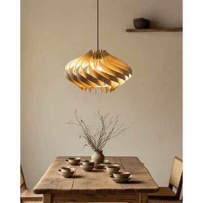 Japandi Houten Spiraal Hanglamp