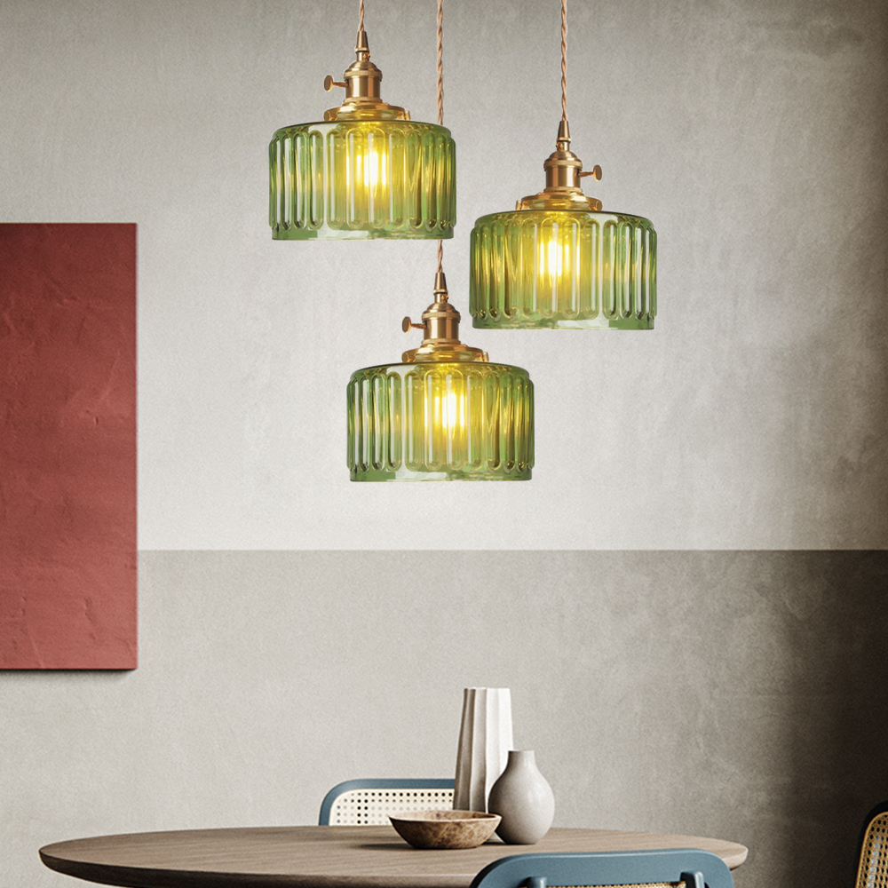 Vintage Cilindervormige Glazen Hanglamp
