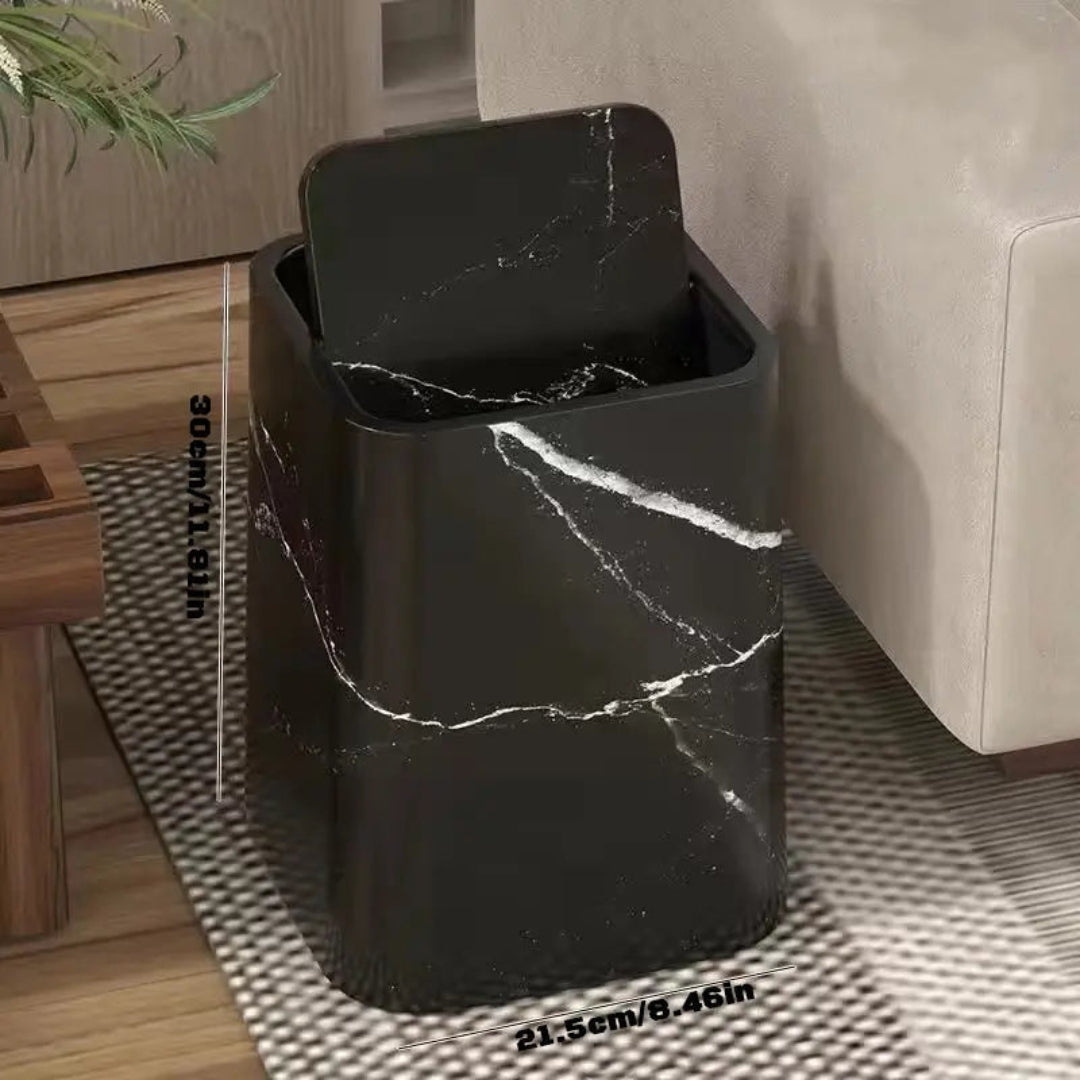 Marmerlook prullenbak met swingdeksel