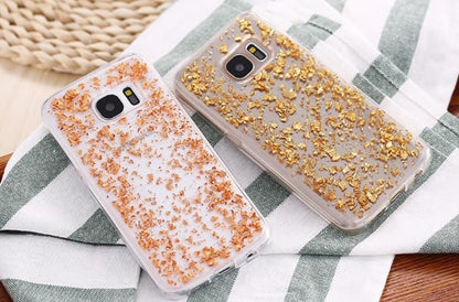 Galaxy S7 TPU Bling glitterhoesje blad-look