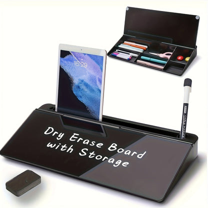 Glazen desktop whiteboard met organizer