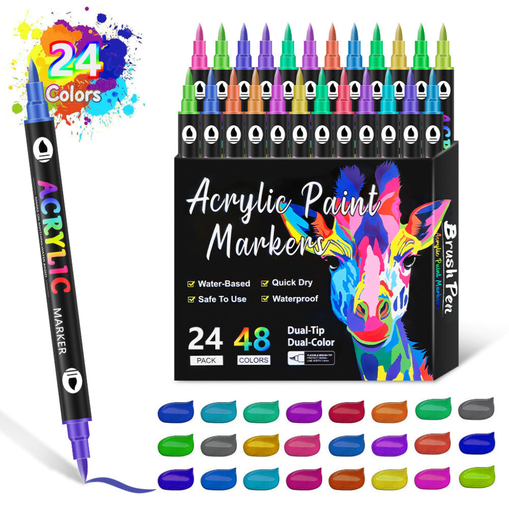 Dubbelzijdige Acrylmarker Tweekleurige Tekenstift