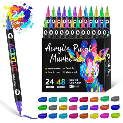 Dubbelzijdige Acrylmarker Tweekleurige Tekenstift