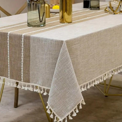 Linnen Tafellaken met Geometrisch Patroon