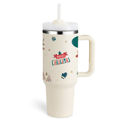 ChillMate isolerende beker met handvat en rietje