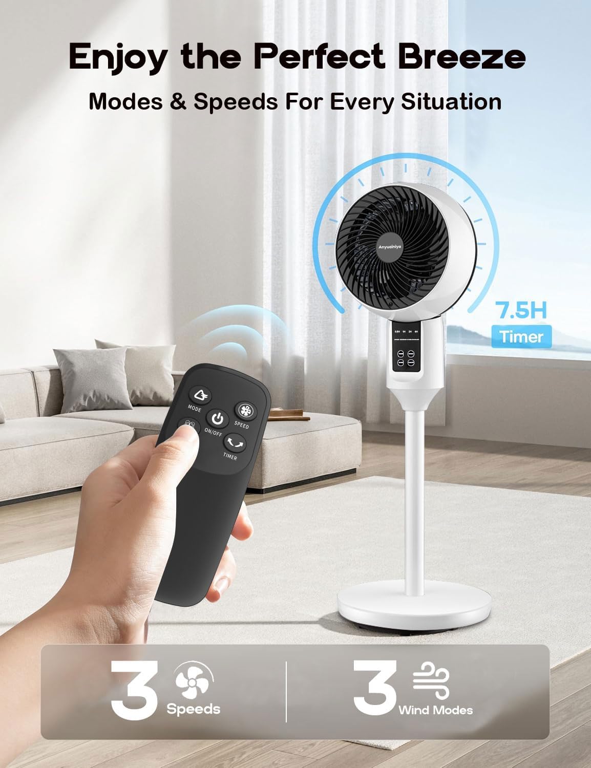 Aerion verstelbare staande ventilator