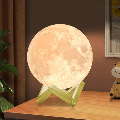 Houten maanlamp met kleurenlicht en timerfunctie