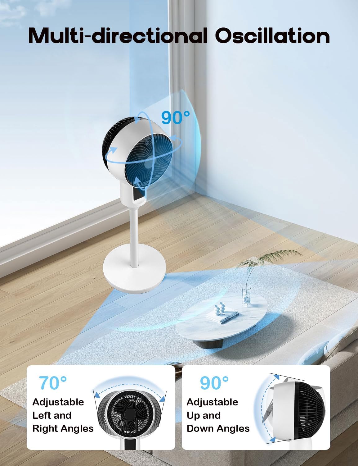 Aerion verstelbare staande ventilator