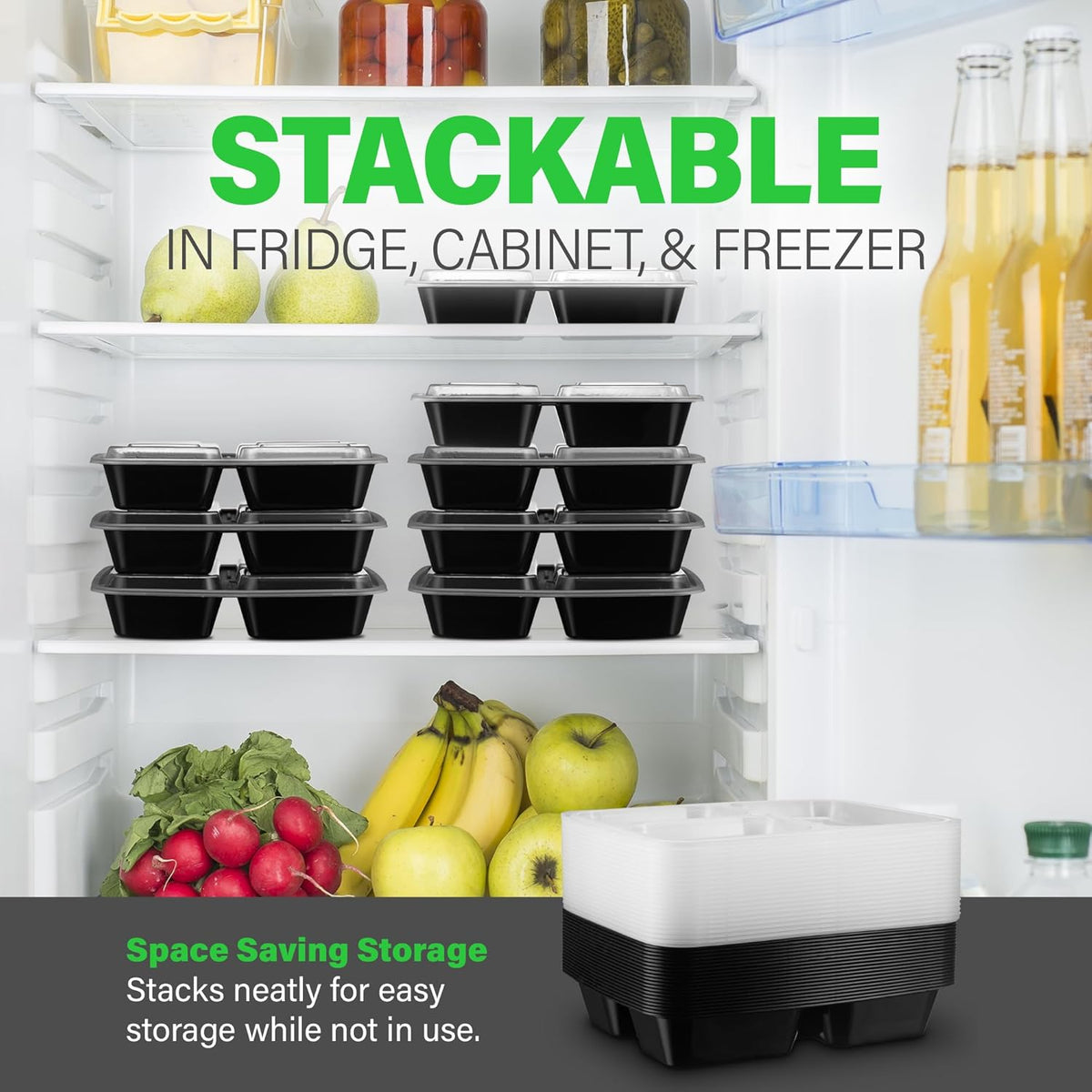 Maaltijd Prep Containers 3-vaks bento boxen