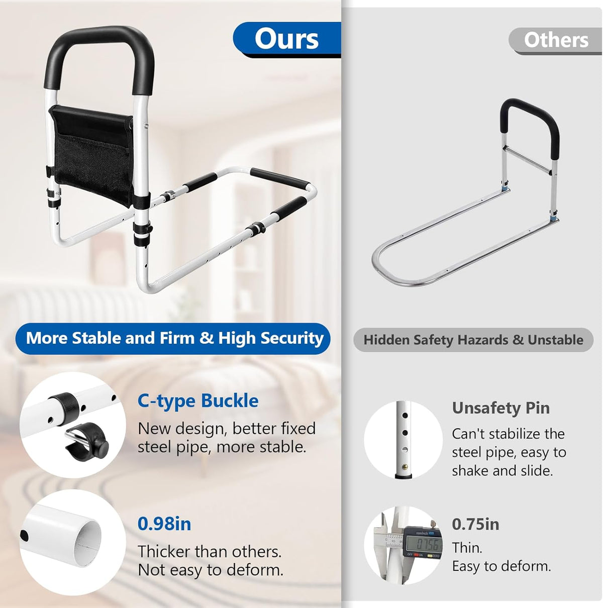 BedClip verstelbare bedsteun