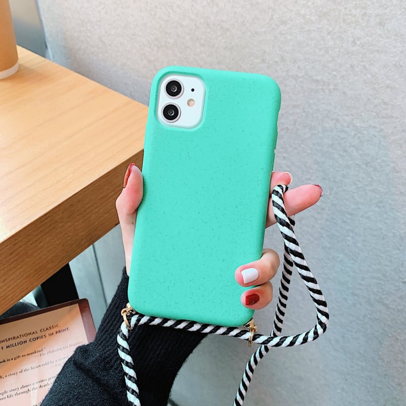 Crossbody TPU Hoesje met Koord voor iPhone 14 / 16e / 17e Mint