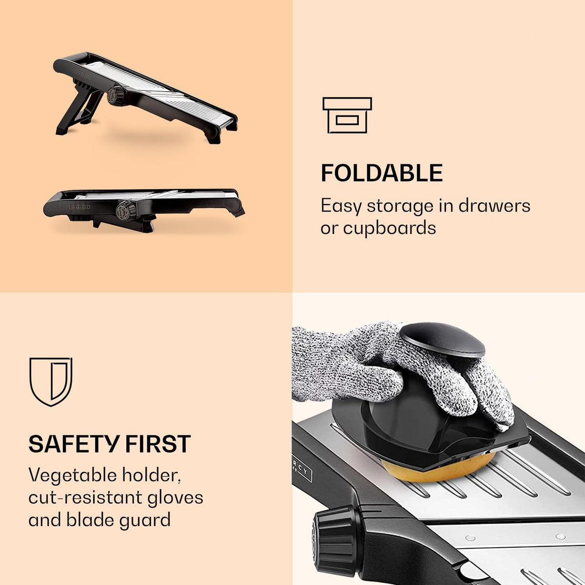 Premium mandoline groentesnijder met snijbestendige handschoenen