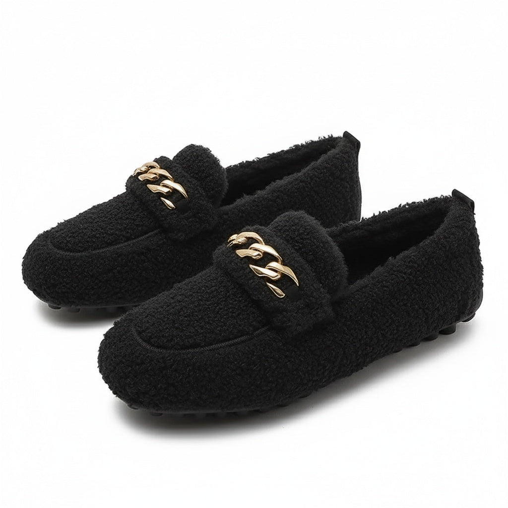 Luxe dames pantoffels met goudkleurige ketting