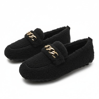 Luxe dames pantoffels met goudkleurige ketting