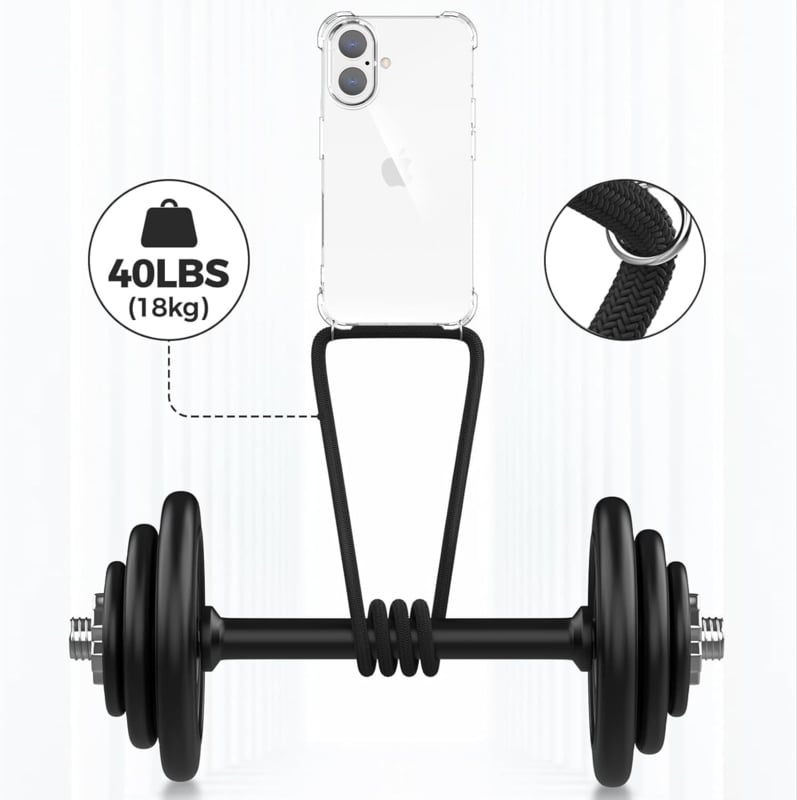 iPhone 16 transparant crossbody koordhoesje