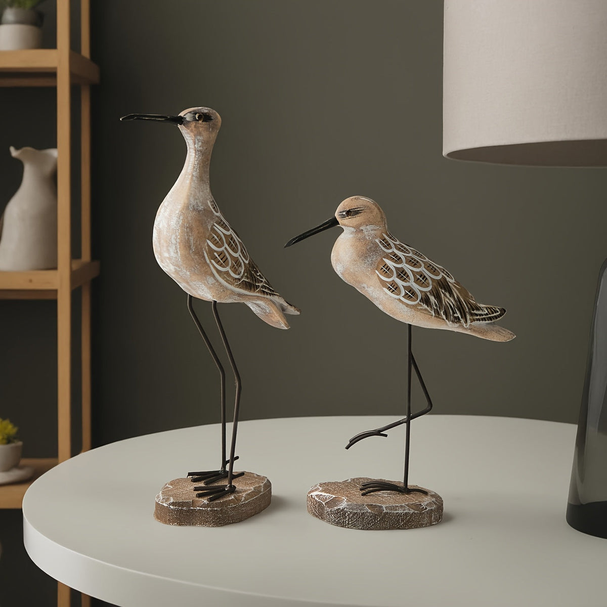 Vintage houten zeevogels beeldjesset