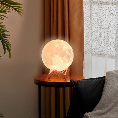 Houten maanlamp met kleurenlicht en timerfunctie